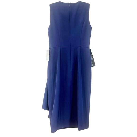 NEW! Kay Unger Dress “Raven” Midi in Navy Stretch Crepe - Super Flattering! - Picture 2 of 10
